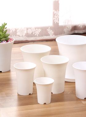 黑色白色万象盆塑料花盆多肉圆形透气盆老桩雨露生石花PP肉肉盆