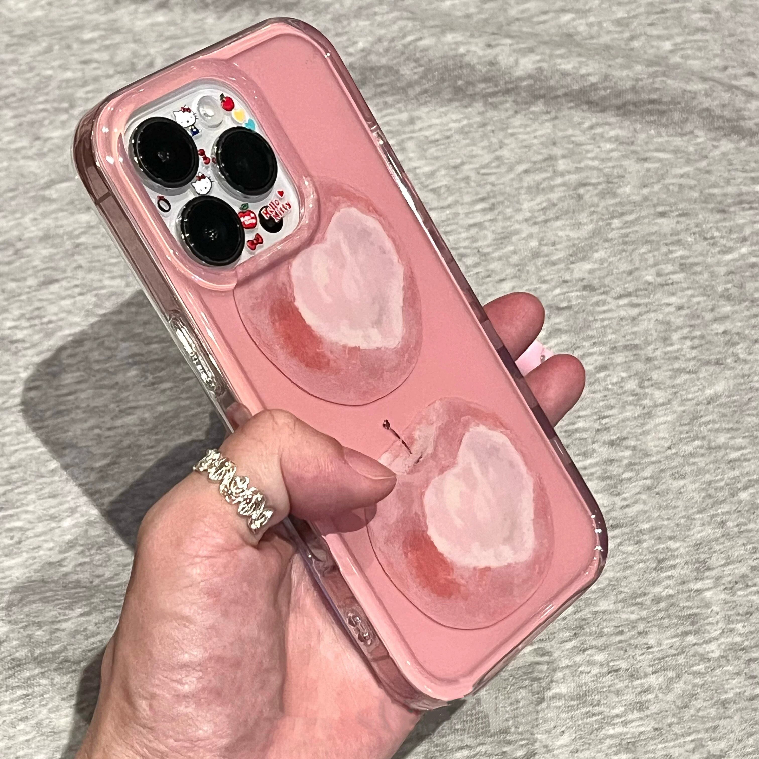 适用苹果系列iPhone17新款手机壳16promax/14promax时尚油画粉苹果15promax/13promax半包大孔防摔网红保护套