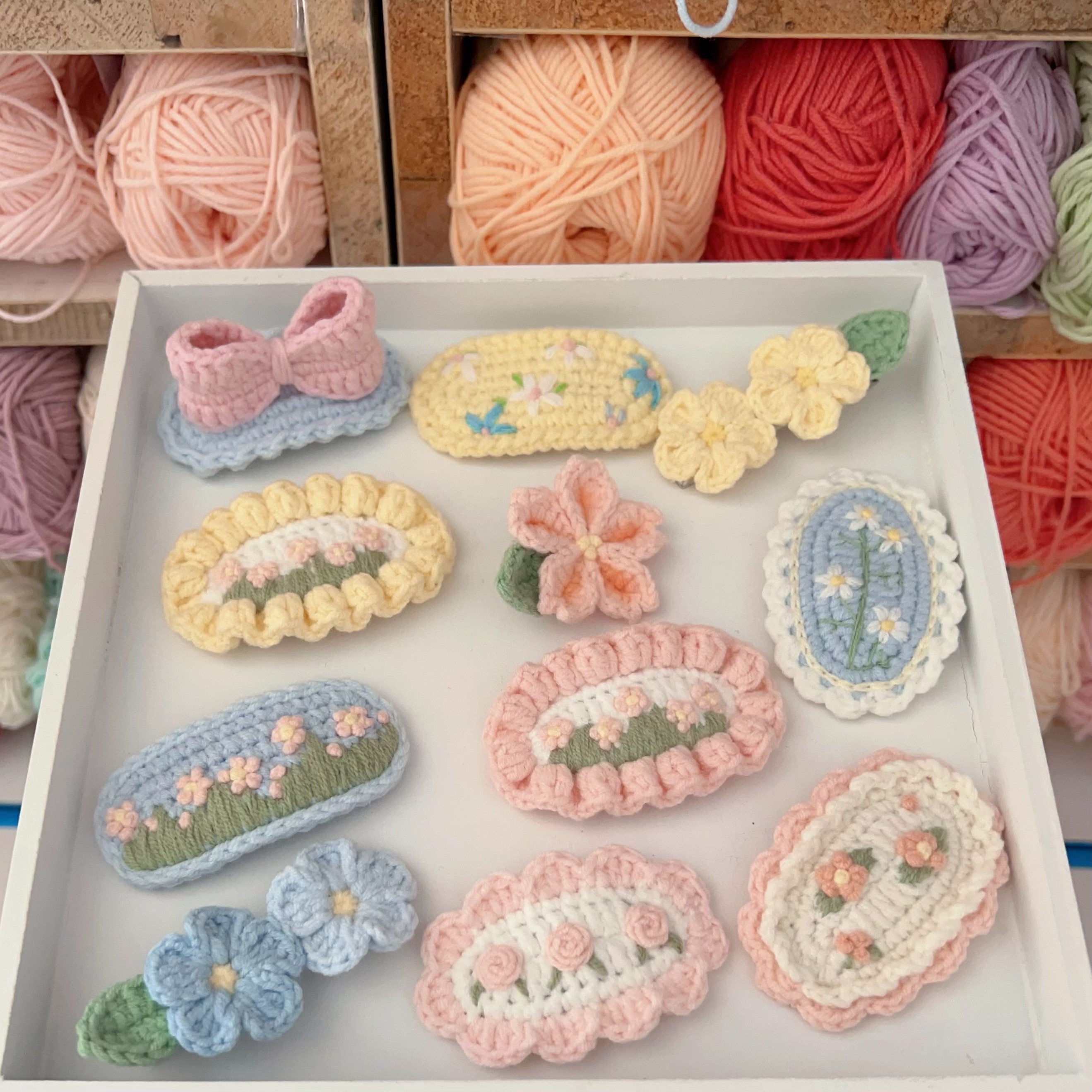 刺绣手工毛线钩织甜美少女心卡通可爱仙美小花成品饰发头饰送礼物