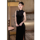 长款 时尚 无袖 旗袍2025初秋新款 改良日常可穿旗袍裙 年轻款 港风中式