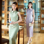 旗袍2026春夏新款 现代时尚 无袖 少女款 小翻领日常可穿连衣裙 新中式
