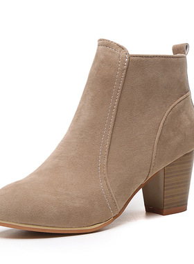 马丁靴中跟粗跟女短靴 women ankle martin boots winter shoes