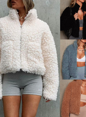 2025 women's ins plush cardigan short jacket lamb coat women