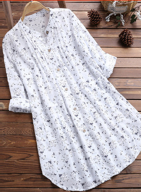 white long blouse women summer clothes shirts dress cotton女