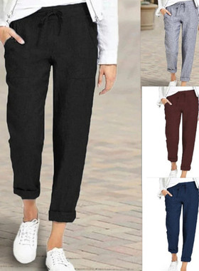 Cotton linen Casual pants Large size trousers women棉麻女裤