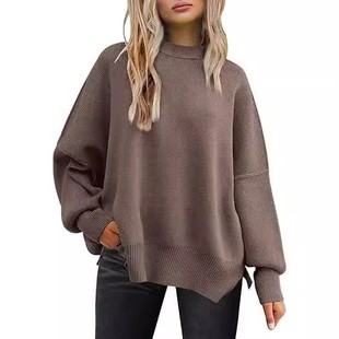 Sweaters Batwing Crewneck Knit Tops Women Pullover Oversized
