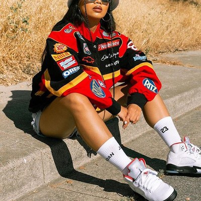 运动休闲宽松风衣夹克印花外套