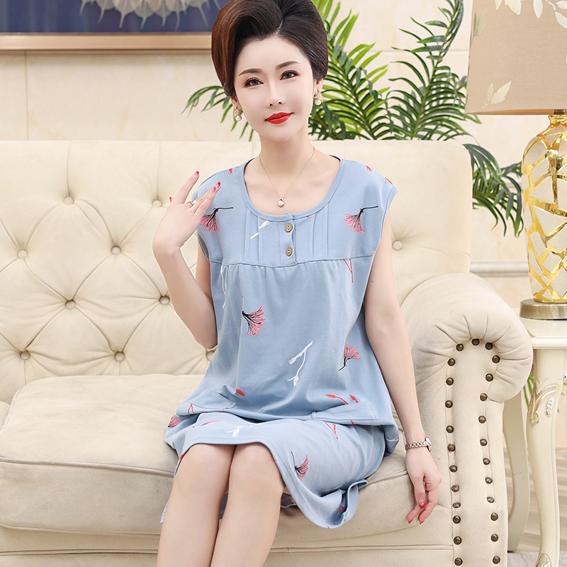 纯棉睡裙圆领夏季无袖背心休闲
