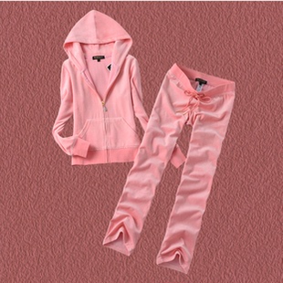 春秋天鹅绒运动套装女纯色连帽拉链外套时尚休闲服直筒宽松包邮