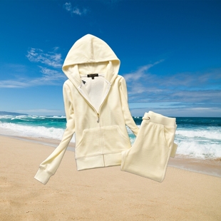 2025春秋天鹅绒运动套装女修身显瘦休闲服净色两件套白色时尚包邮