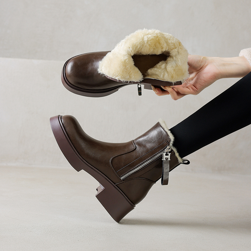 手工羊羔毛雪地靴女冬季加绒保暖