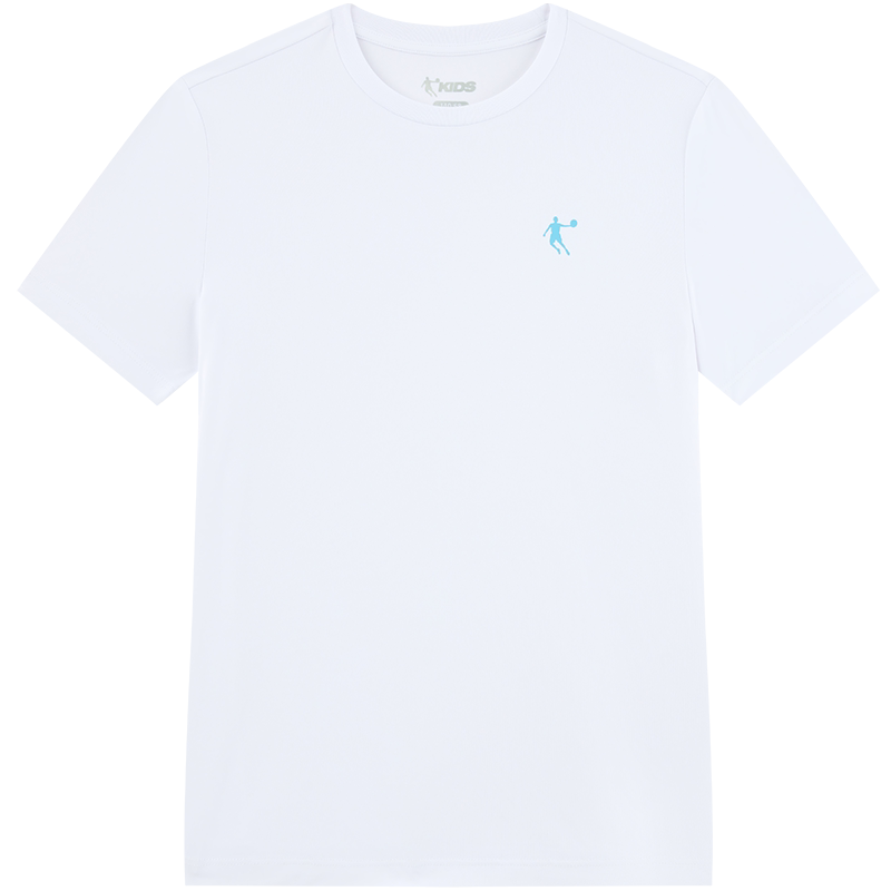 乔丹童装儿童短袖速干男童夏装2026新款大童运动上衣白色t恤半袖