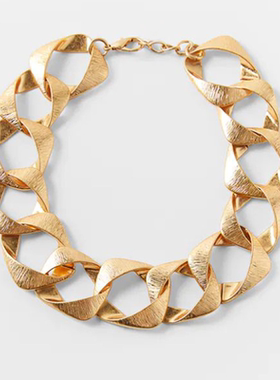 zara包邮潮牌淡金色夸张粗项链