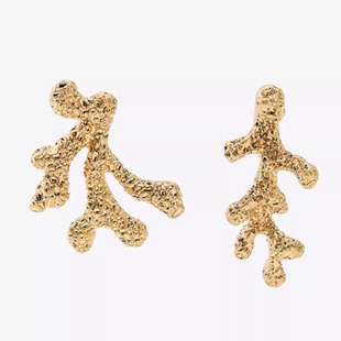 满39包邮zara夏季新品女装不规则珊瑚形金属耳坠耳钉女