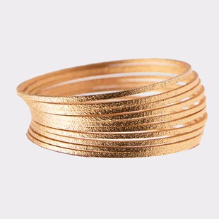 多环素圈磨砂金色手镯套装 zara2024新款 配饰品 包邮 满39