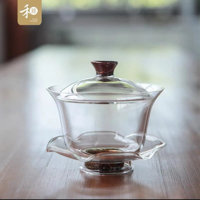 禾器  沁莲盖碗耐高温玻璃防烫高档  手工加厚三才泡茶碗茶具茶杯
