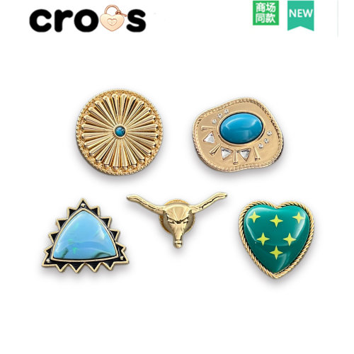 Crocs绿松石金属立体鞋花扣