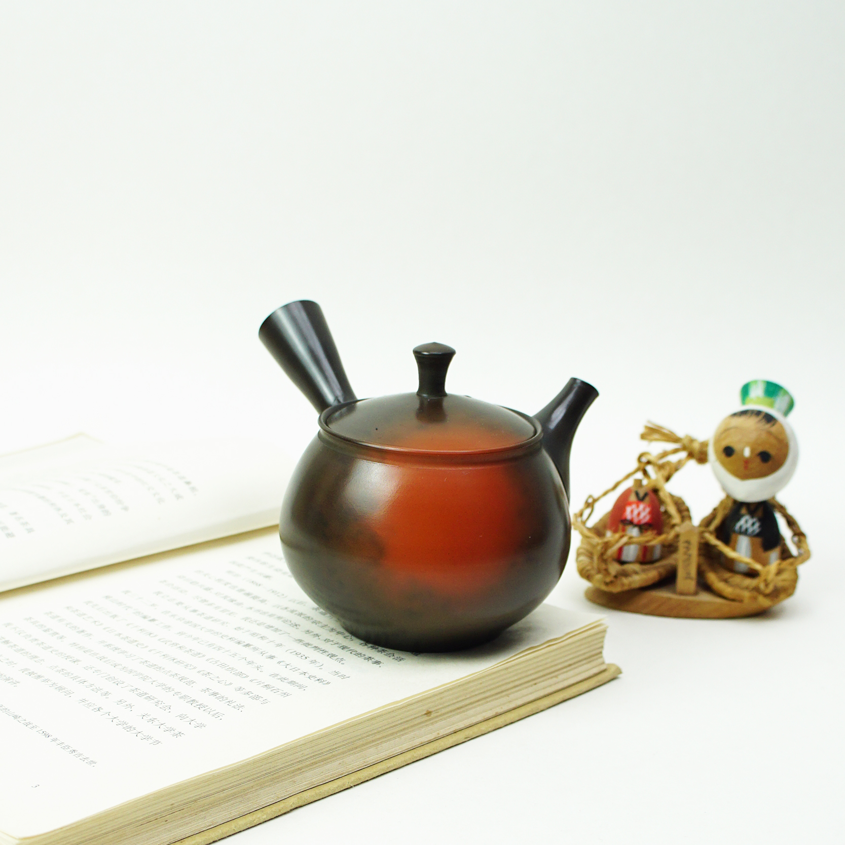 日本常滑烧岩濑弘二窑变侧把壶