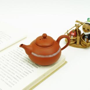 常滑烧无形文化财玲光鲤江广朱泥复古泡茶壶全手工跳刀纹茶壶