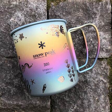 Snowpeak雪峰纯钛杯手工雕刻海洋世界450ml单层折叠马克杯咖啡杯