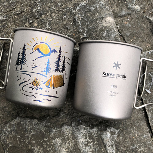 snowpeak雪峰单层原色雕刻纯钛杯