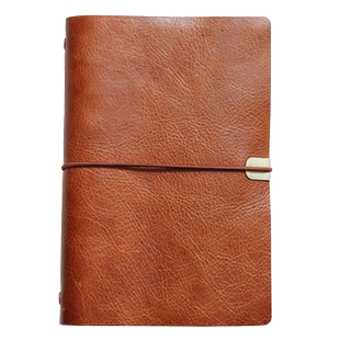 探伟A6随身手账本油蜡疯马头层黄牛皮迷你可爱本子旅行小记事本本活页本创意收纳少女手帐复古绘画便携口袋本