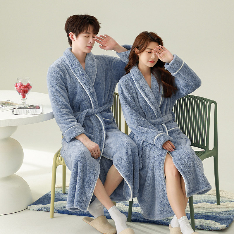 珊瑚绒长款情侣浴袍秋冬季新款加绒加厚大码睡袍家居服男士女士,女士内衣/男士内衣/家居服,睡袍/浴袍,淘宝优惠券,粉丝福利购,淘宝优惠卷