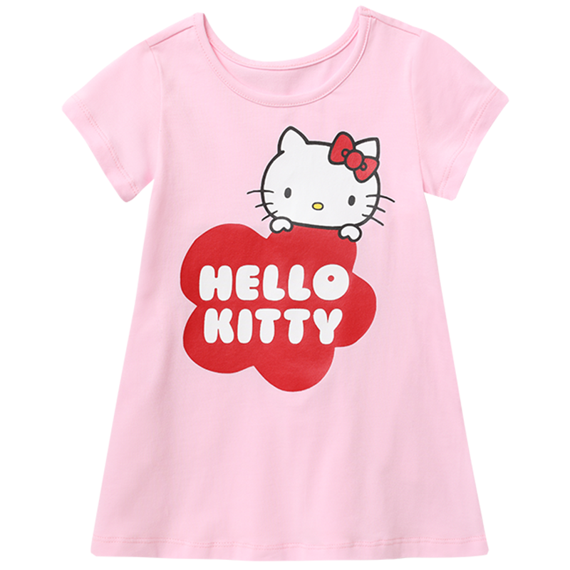 采童庄HelloKitty凯蒂猫官方童装夏女连衣裙短袖棉T恤裙子