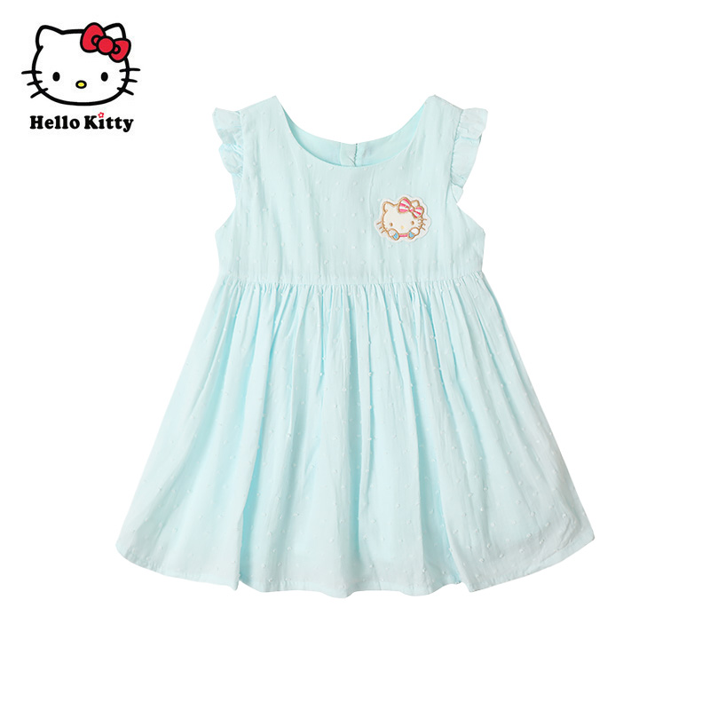采童庄Hello Kitty童装夏款女童纯棉飞袖连衣裙公主裙子洋装