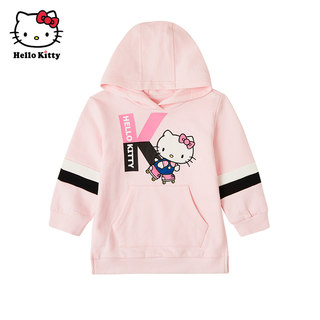 Hello Kitty童装女童秋款长袖连帽卫衣裙连衣裙休闲裙子