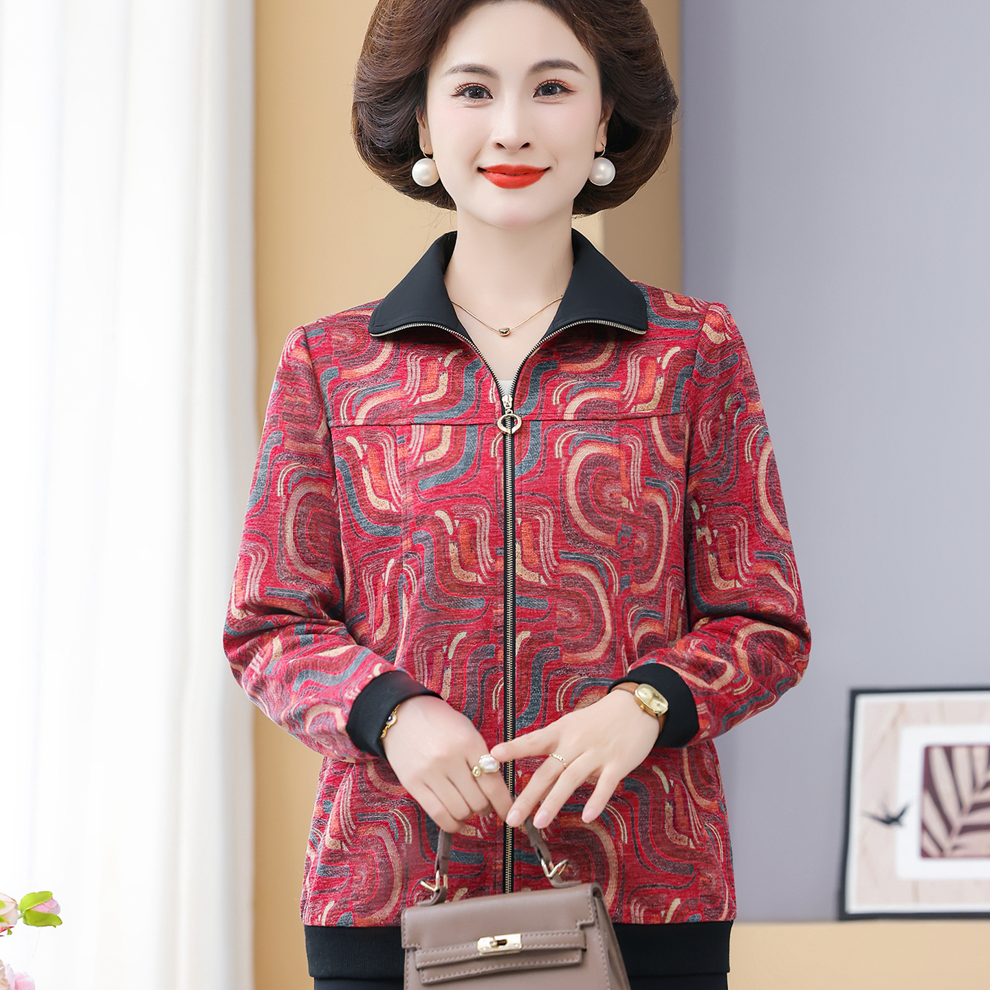 小个子妈妈款夹克衫婆婆上衣外套