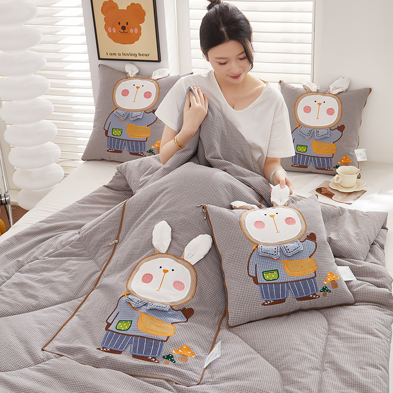 全棉抱枕被子两用二合一汽车载靠枕垫手提式办公室午睡毯子枕头被