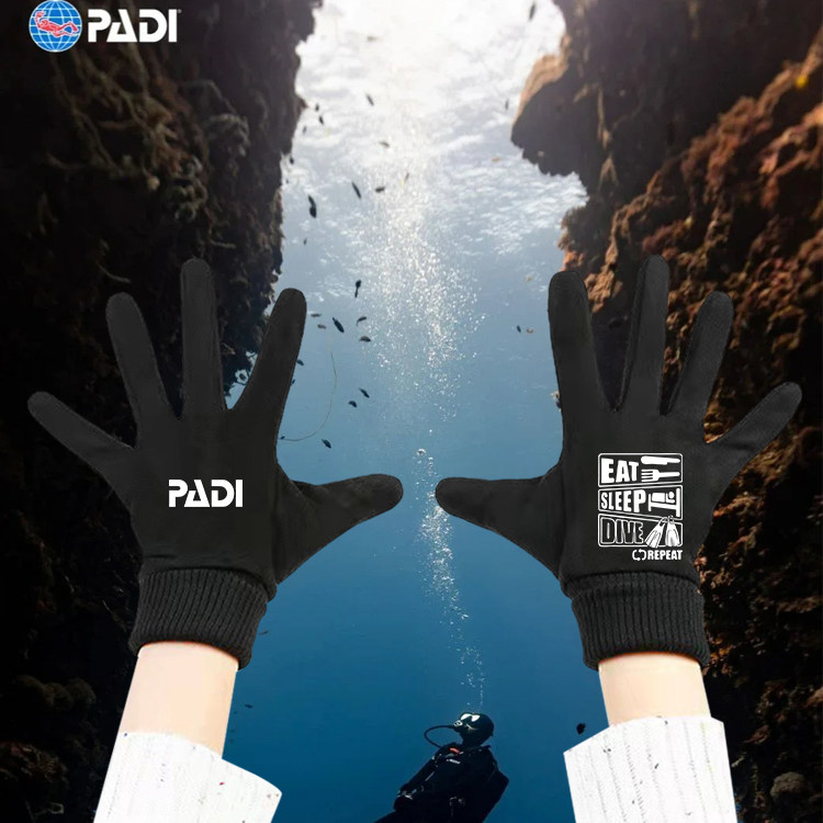 PADI潜水教练世界潜联爱好者印花图案手套男女可定制秋冬保暖骑行
