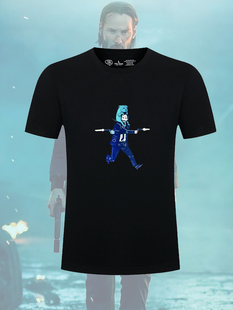 疾速追杀4John 宽松纯棉T恤夏 Wick基努急速特攻欧美电影印花短袖