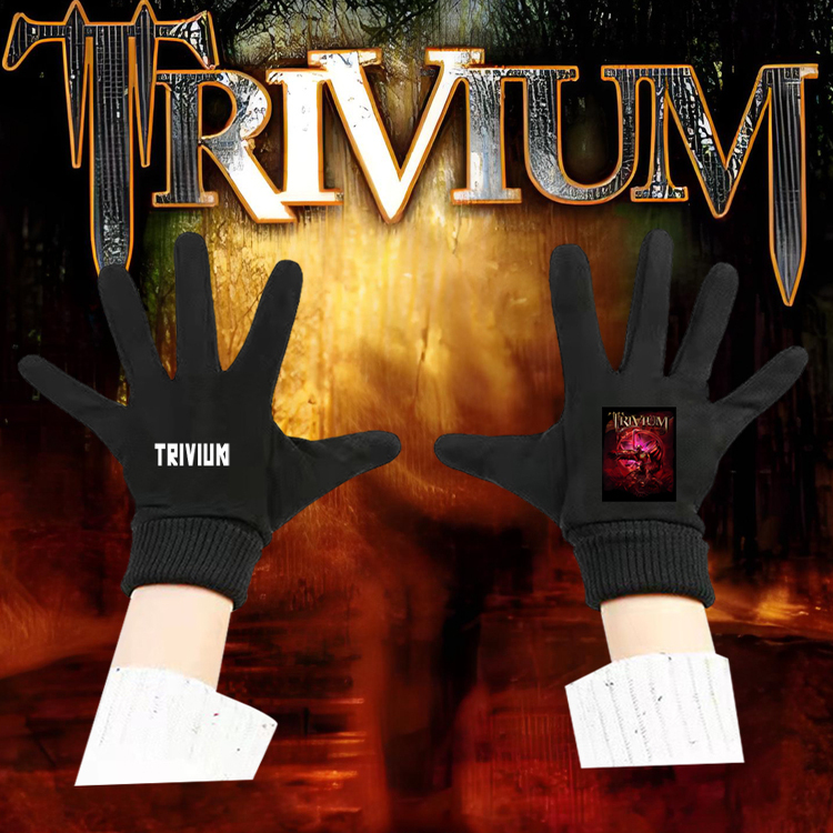TRIVIUM乐队周边重金属摇滚上衣男女秋冬骑行保暖印花分指手套子