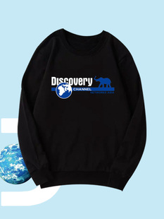 Discovery探索频道大象印花圆领卫衣男女宽松休闲保暖长袖上衣服