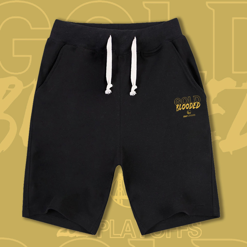 金州勇士季后赛主场金色血液休闲短裤库里汤普森篮球运动训练裤子