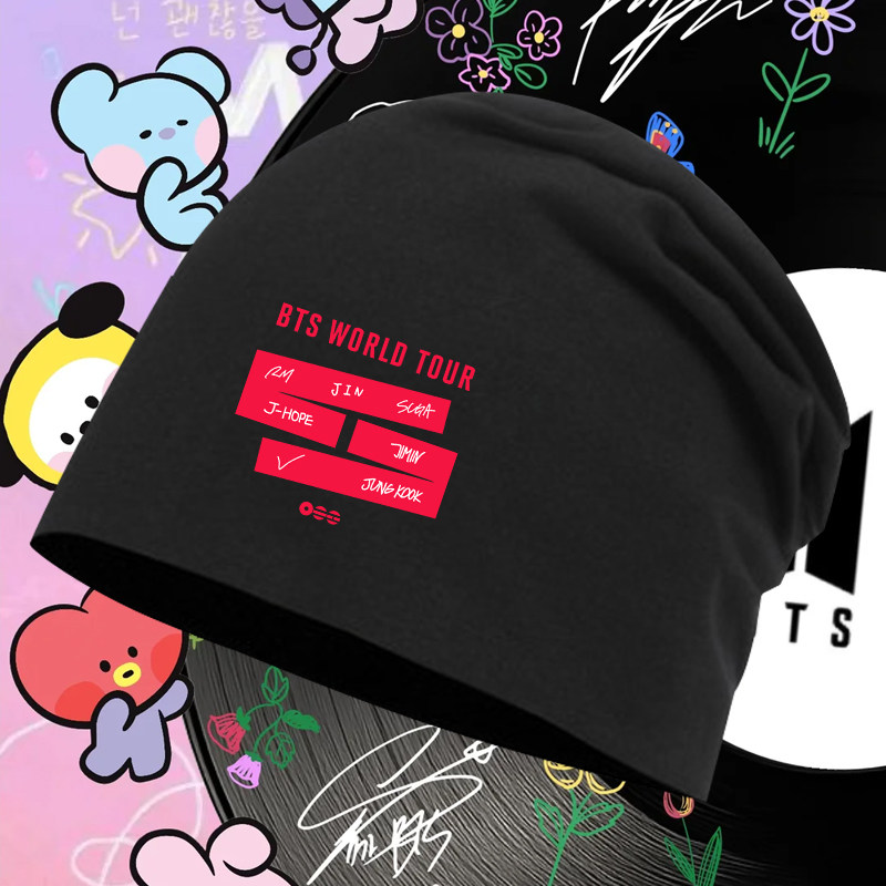 BTS WORLD TOUR防弹少年团演唱会周边印花包头帽男女粉丝应援帽子
