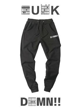 吉他手才能看得懂fuc和弦摇滚乐队休闲长裤男女印花宽松运动卫裤