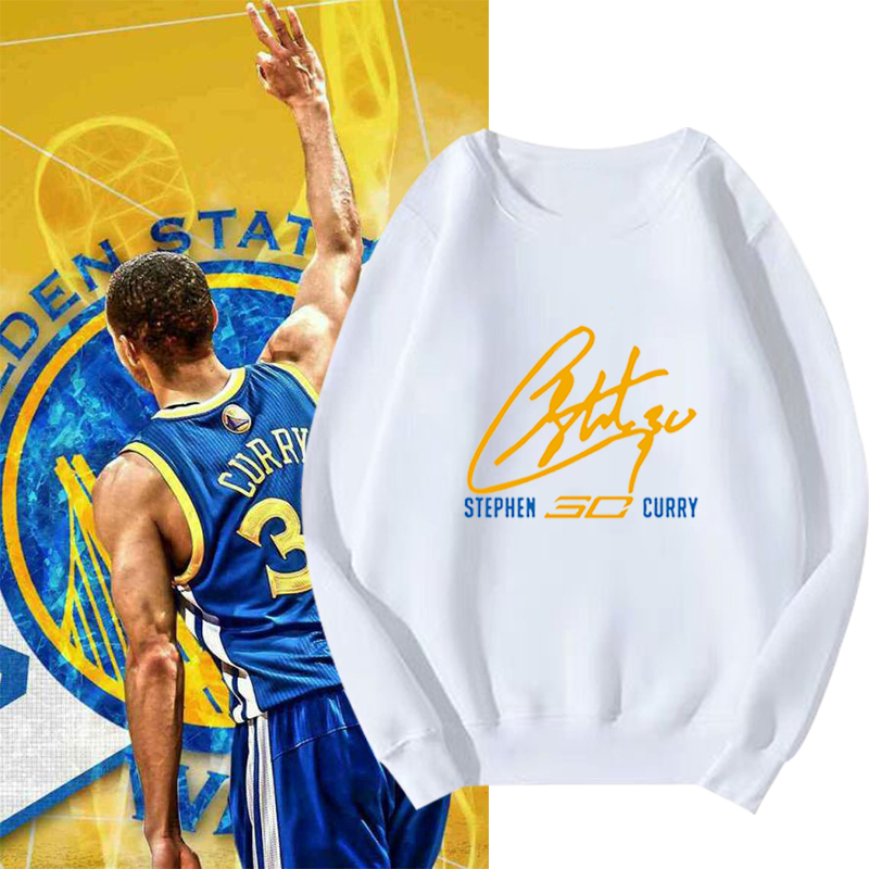库里上衣服男勇士队30号篮球运动宽松秋冬款潮流套头圆领卫衣定制