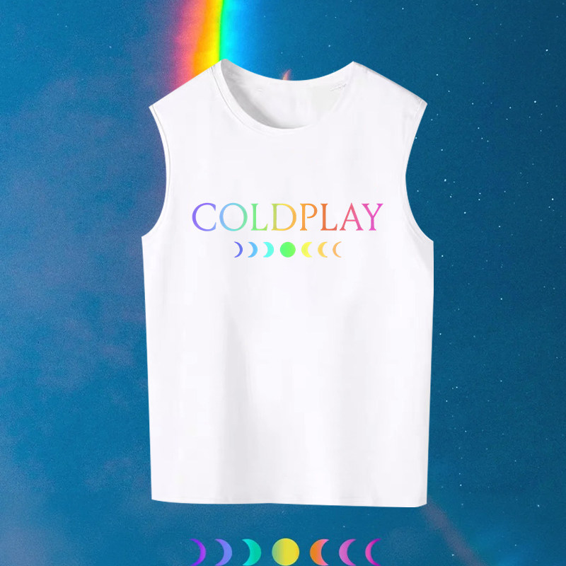 ColdPlay酷玩乐队专辑moon music演唱会周边印花纯棉宽松无袖背心