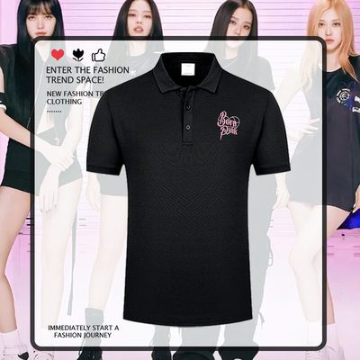爱心blackpink周边印花POLO衫同款演唱会粉丝应援服翻领短袖上衣