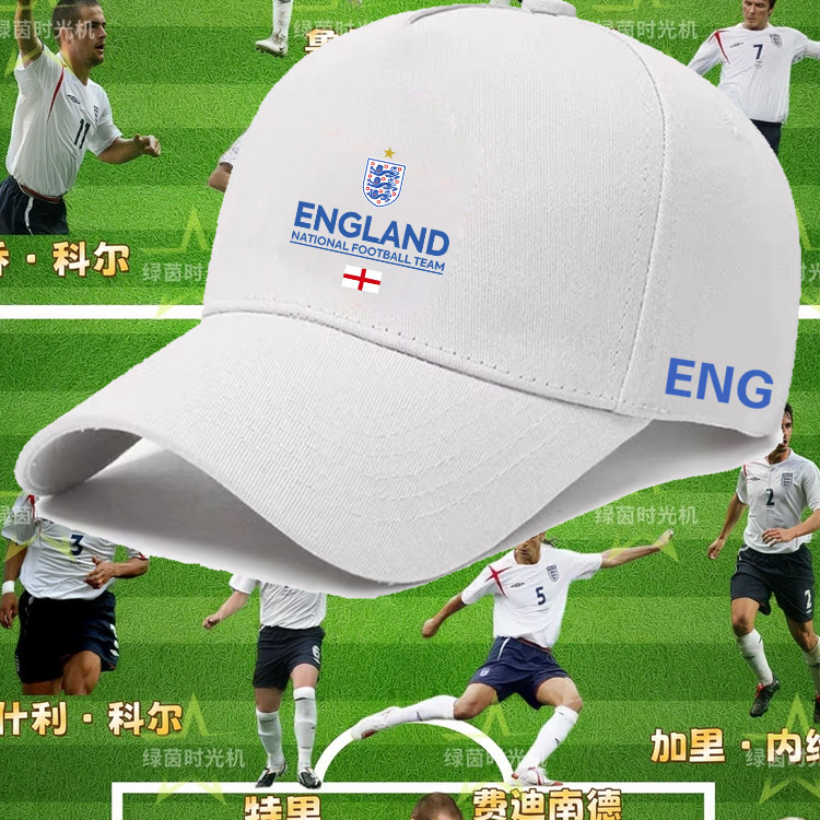 英格兰队2026世界杯三狮军团足球迷印花棒球帽男女防晒遮阳鸭舌帽