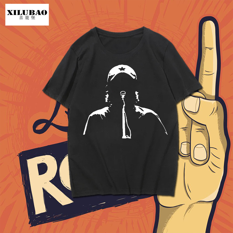 音乐节摇滚t恤摇滚乐队演出服装男歌手崔健休闲时尚印花衣服半袖