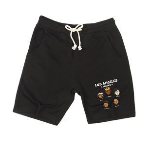 詹姆斯卡通印花湖人队戴维斯里弗斯训练服篮球休闲潮流五分短裤子