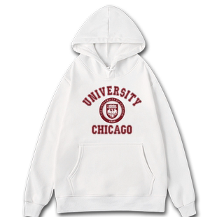 芝加哥大学University of Chicago纪念印花连帽卫衣情侣宽松帽衫