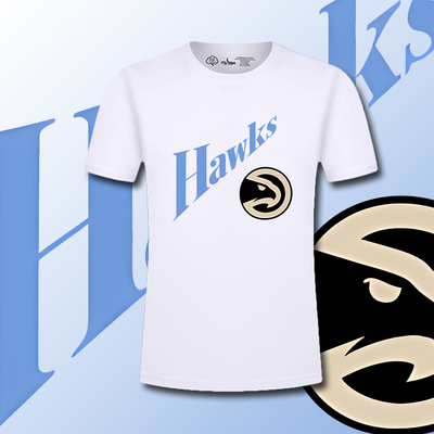 老鹰队特雷杨城市版训练印花短袖美式篮球宽松运动纯棉上衣半袖T