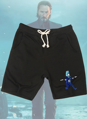 疾速追杀4John Wick基努急速特攻欧美电影印花短裤宽松五分运动裤
