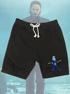 宽松五分运动裤 疾速追杀4John Wick基努急速特攻欧美电影印花短裤