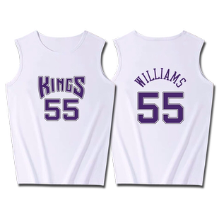 国王队白巧克力威廉姆斯55号男球衣背心佩贾16号无袖宽松休闲T恤